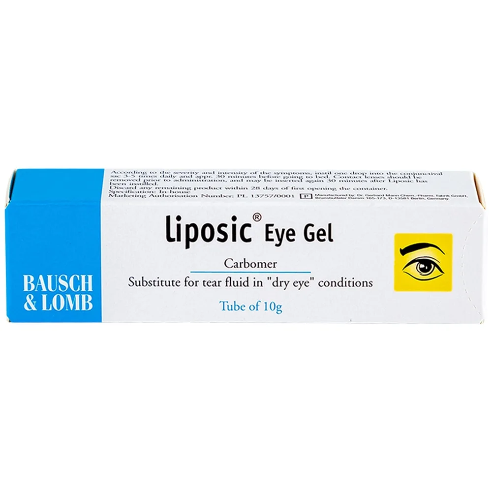 Hình ảnh Gel nhỏ mắt Liposic Eye Gel Bausch And Lomb điều trị triệu chứng cho bệnh khô mắt (10g)