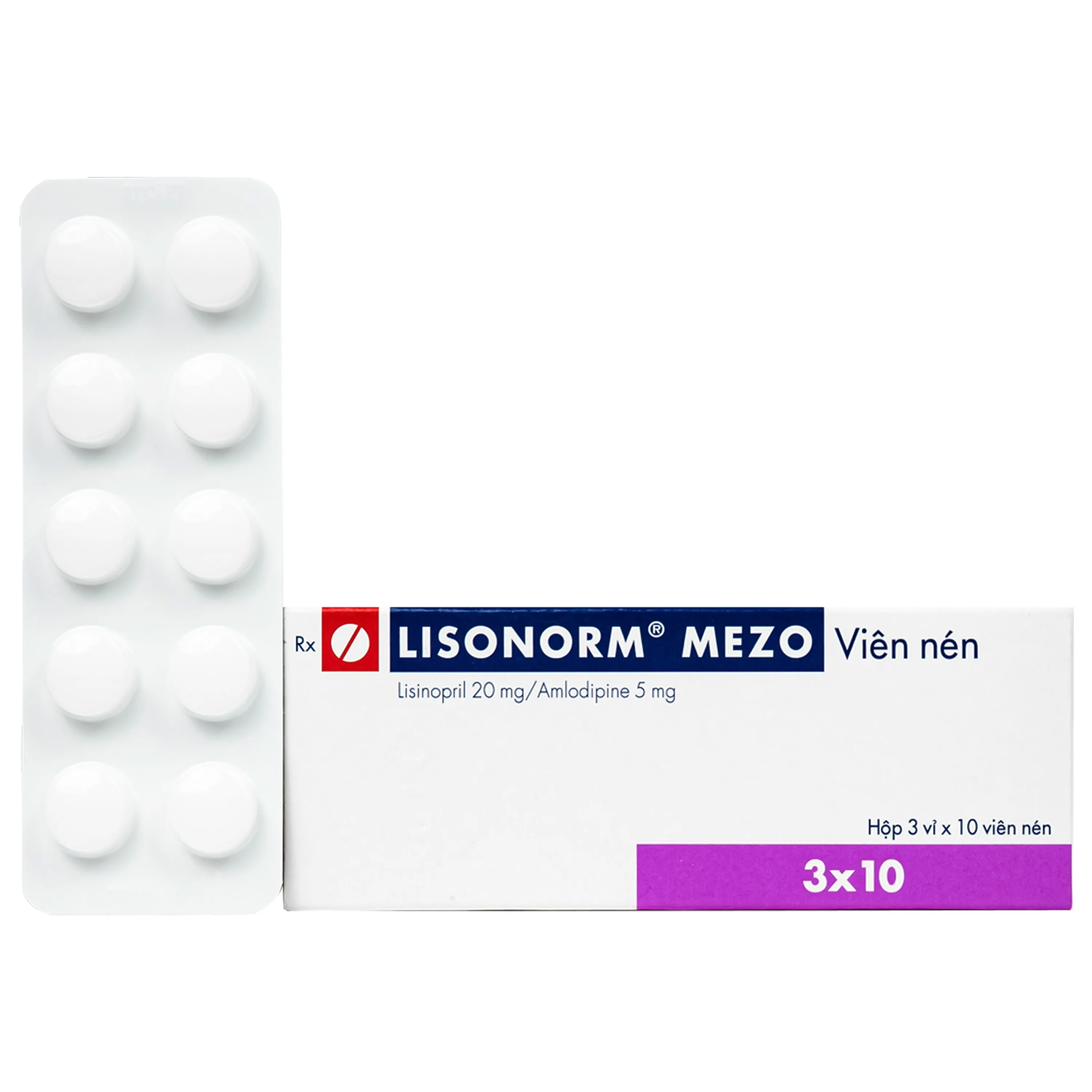 Hình ảnh Thuốc Lisonorm Mezo 20/5mg Gedeon điều trị tăng huyết áp vô căn ở người lớn (3 vỉ x 10 viên)