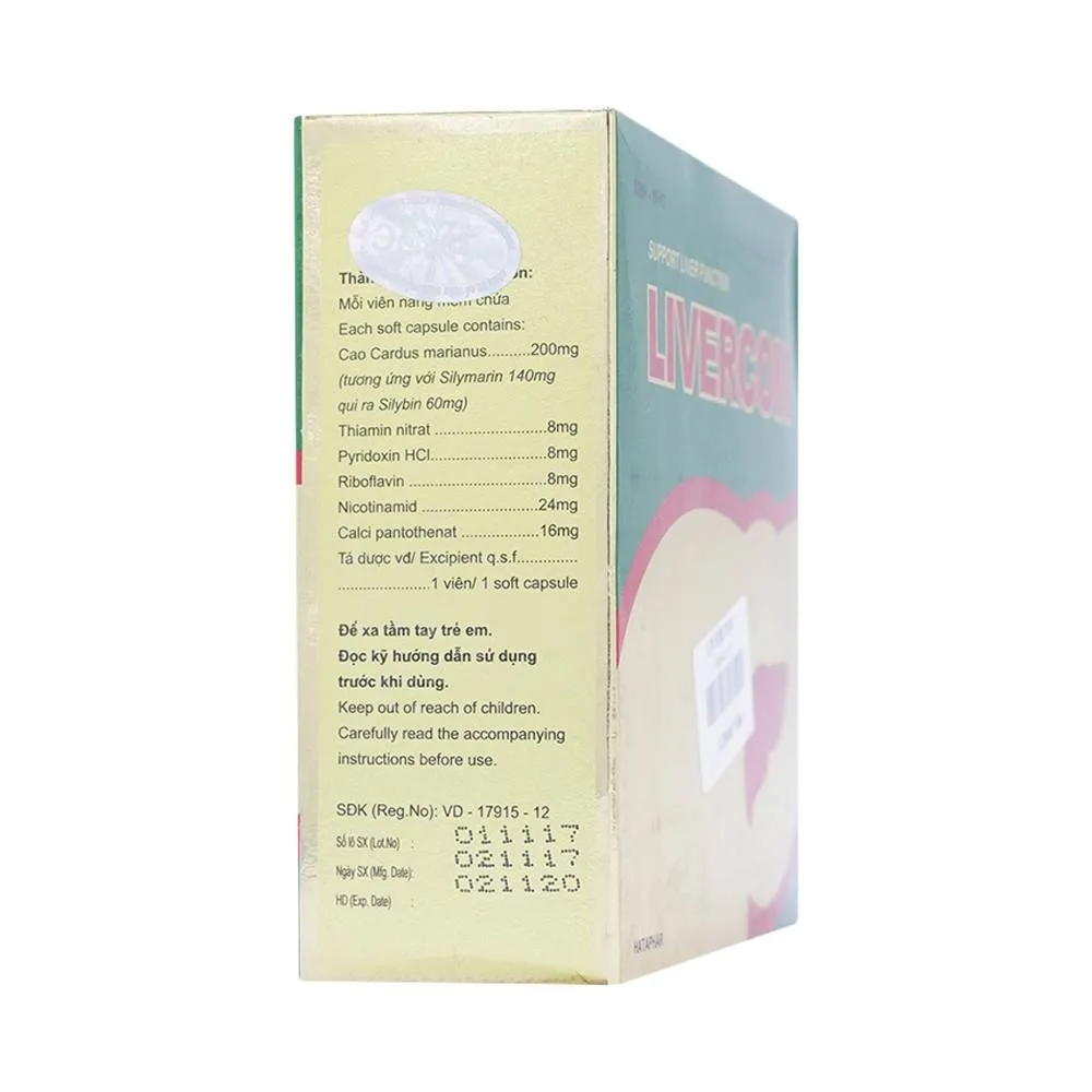 Hình ảnh Viên nang mềm Livercom Hataphar bổ sung vitamin B và hỗ trợ điều trị rối loạn tiêu hóa (12 vỉ x 5 viên)
