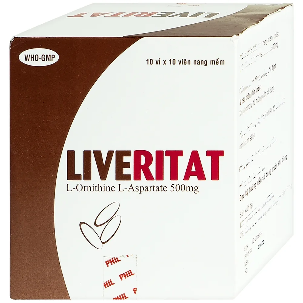 Hình ảnh Viên nang mềm Leveritat 500mg Phil Inter Pharma điều trị viêm gan, gan nhiễm mỡ (10 vỉ x 10 viên)