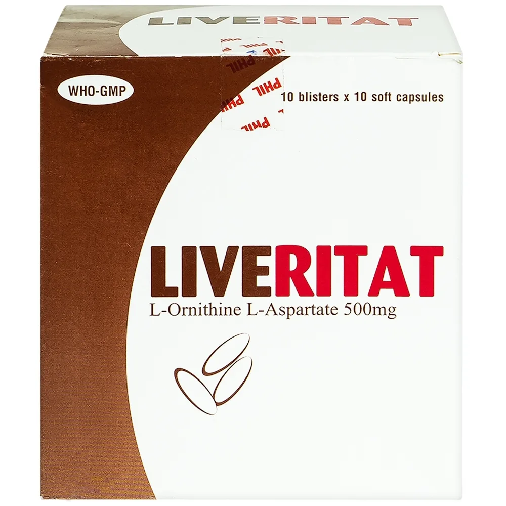 Hình ảnh Viên nang mềm Leveritat 500mg Phil Inter Pharma điều trị viêm gan, gan nhiễm mỡ (10 vỉ x 10 viên)