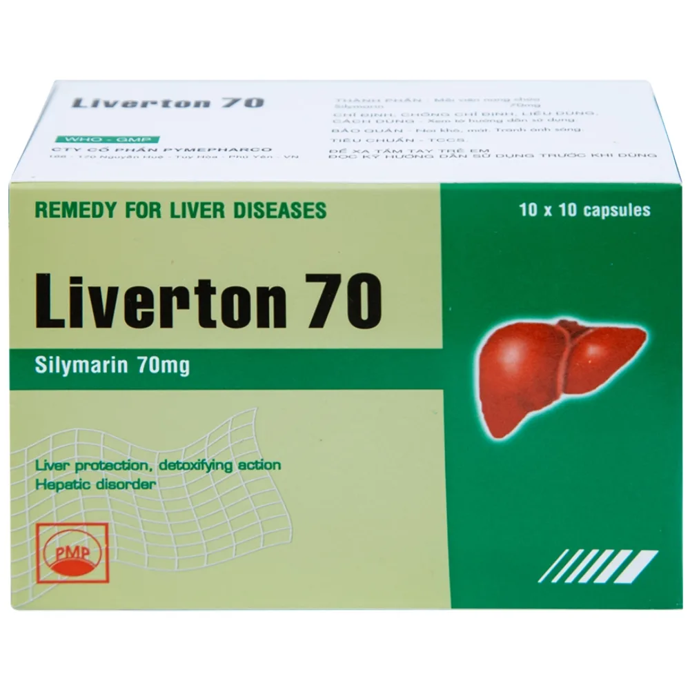 Hình ảnh Viên nang cứng Liverton 70 Pymepharco điều trị bệnh gan, giải độc gan, rối loạn về gan (10 vỉ x 10 viên) 