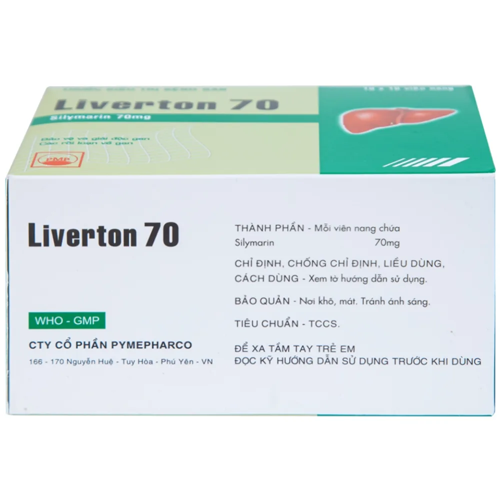 Hình ảnh Viên nang cứng Liverton 70 Pymepharco điều trị bệnh gan, giải độc gan, rối loạn về gan (10 vỉ x 10 viên) 