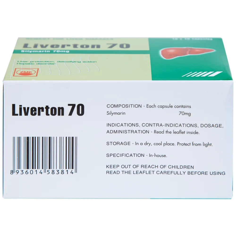 Hình ảnh Viên nang cứng Liverton 70 Pymepharco điều trị bệnh gan, giải độc gan, rối loạn về gan (10 vỉ x 10 viên) 