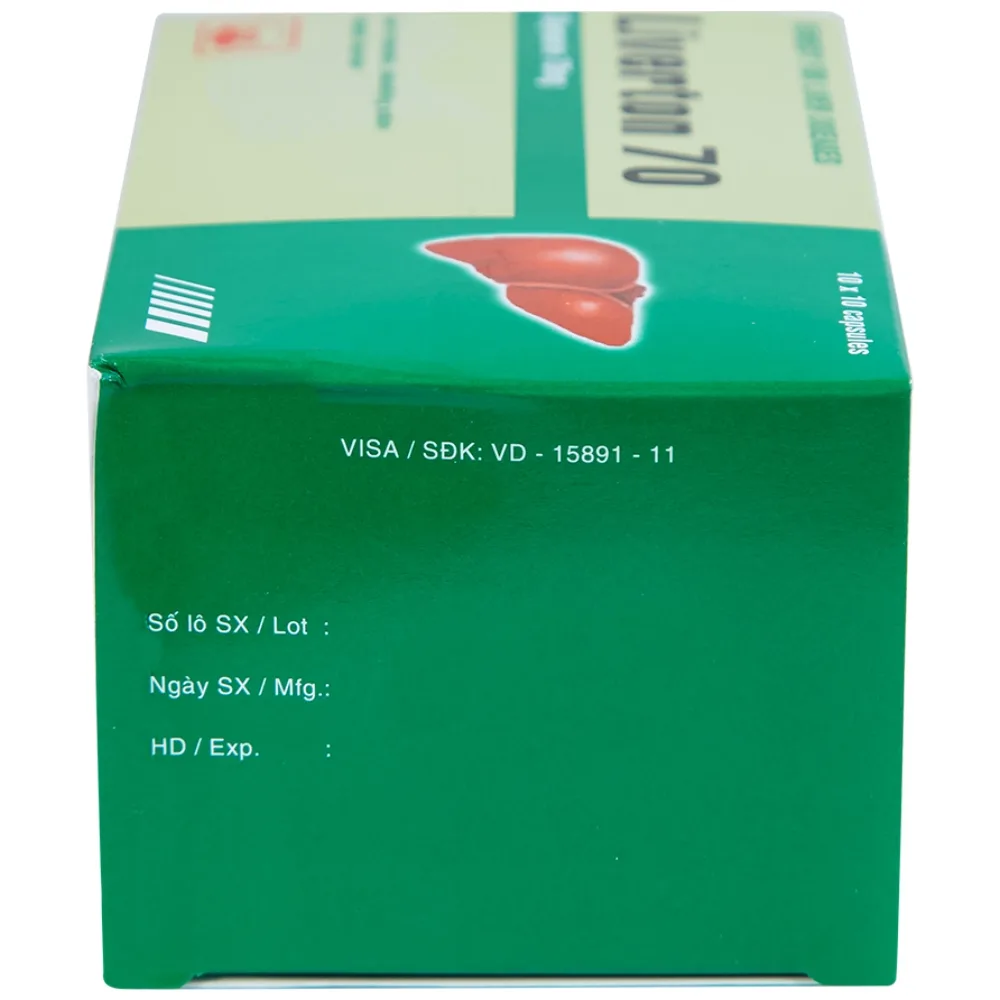 Hình ảnh Viên nang cứng Liverton 70 Pymepharco điều trị bệnh gan, giải độc gan, rối loạn về gan (10 vỉ x 10 viên) 