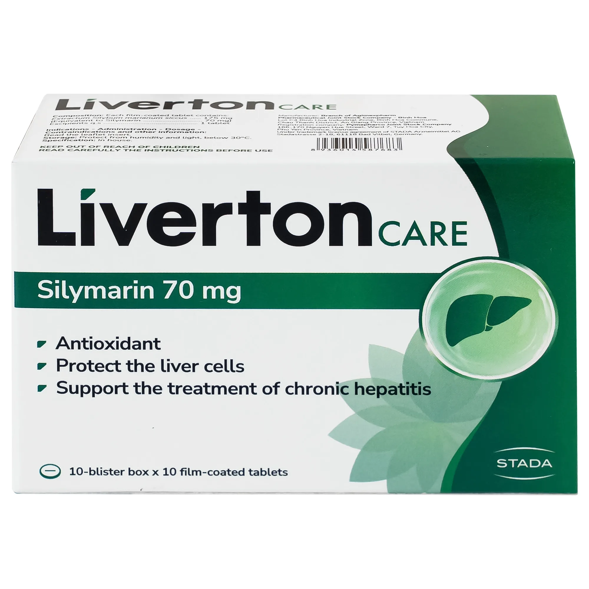Hình ảnh Thuốc Liverton Care 70mg Stada hỗ trợ điều trị viêm gan mạn tính, có tác dụng lợi mật (10 vỉ x 10 viên)