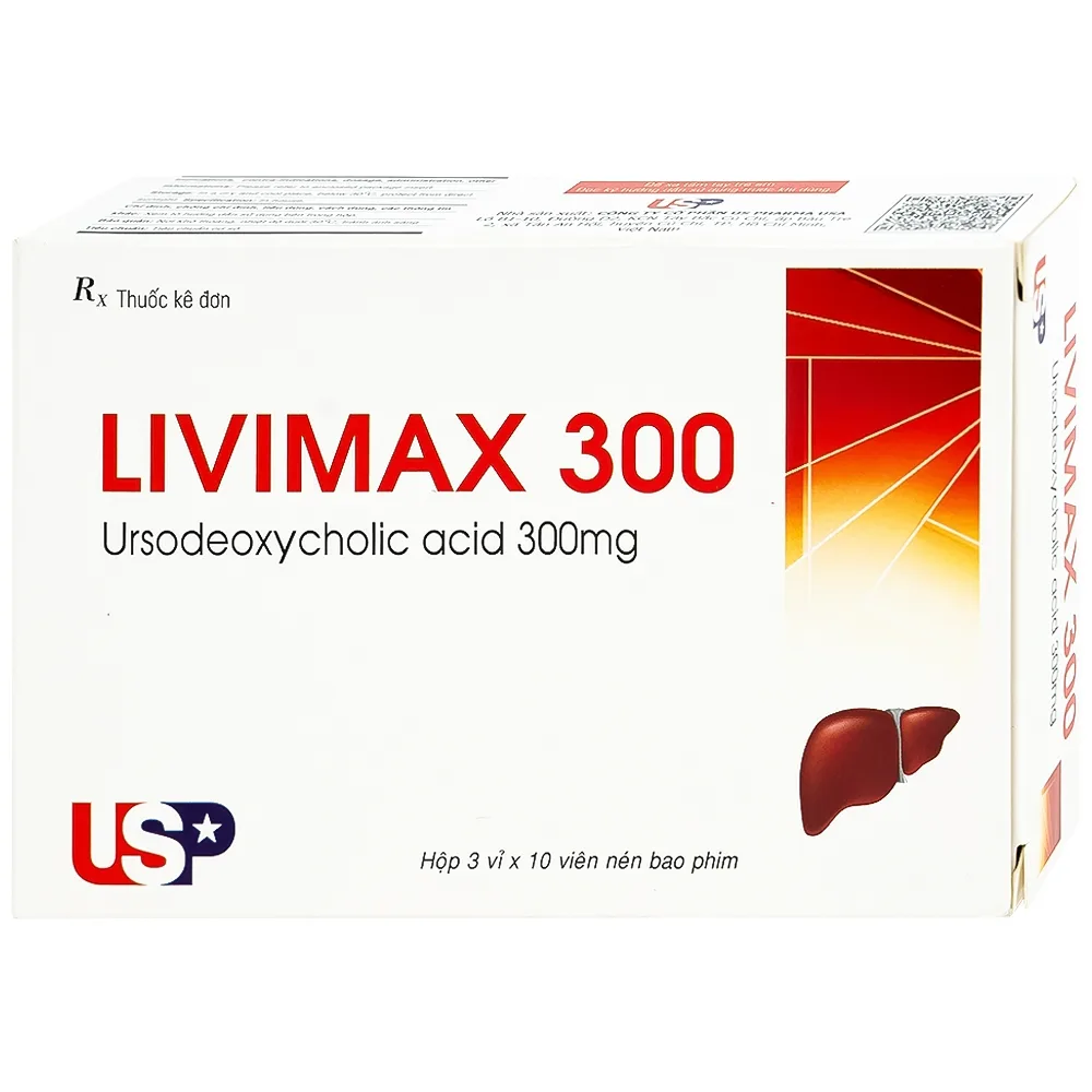 Hình ảnh Thuốc Livimax 300 US Pharma điều trị xơ gan ứ mật nguyên phát (3 vỉ x 10 viên)