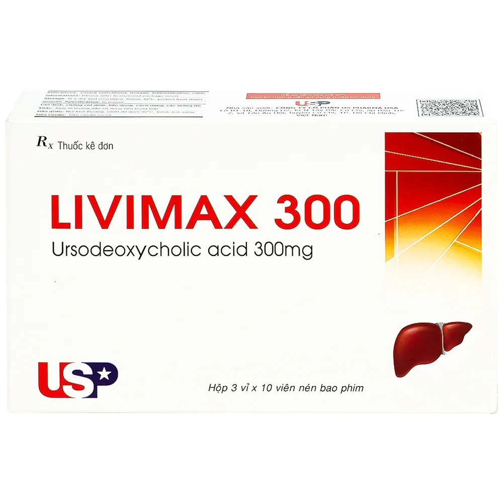 Hình ảnh Thuốc Livimax 300 US Pharma điều trị xơ gan ứ mật nguyên phát (3 vỉ x 10 viên)
