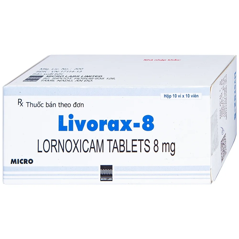 Hình ảnh Viên nén Livorax-8 Micro giảm đau và chống viêm xương khớp (10 vỉ x 10 viên)