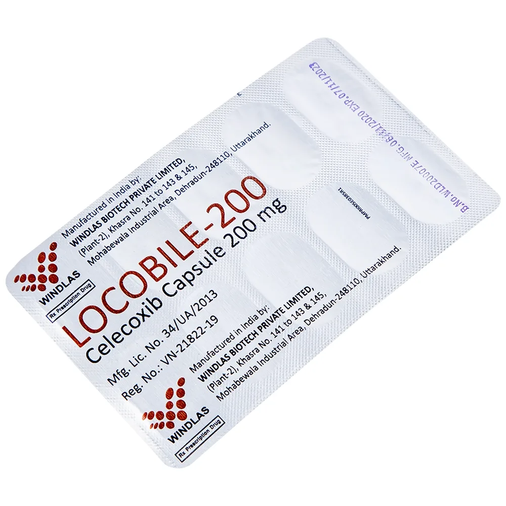 Hình ảnh Viên nang cứng Locobile-200 Windlas Biotech điều trị thoái hóa khớp, viêm khớp dạng thấp (3 vỉ x 10 viên)
