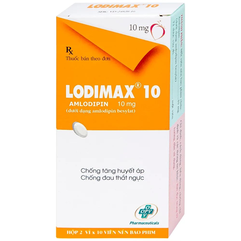Hình ảnh Viên nén Lodimax 10 OPV Pharma chống tăng huyết áp, đau thắt ngực (2 vỉ x 10 viên) 