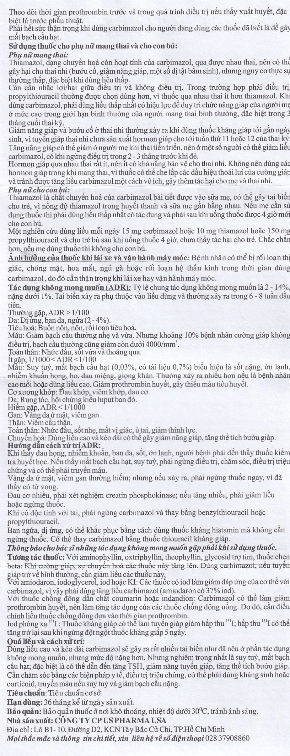 Hình ảnh Thuốc Lomazole 5mg US Pharma điều trị bệnh Basedow, nhiễm độc tuyến giáp, cường giáp khi thai nghén (10 vỉ x 10 viên)