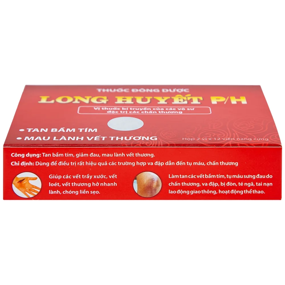 Hình ảnh Thuốc Long Huyết P/H Phúc Hưng đặc trị tan bầm tím, mau lành vết thương (2 vỉ x 12 viên)