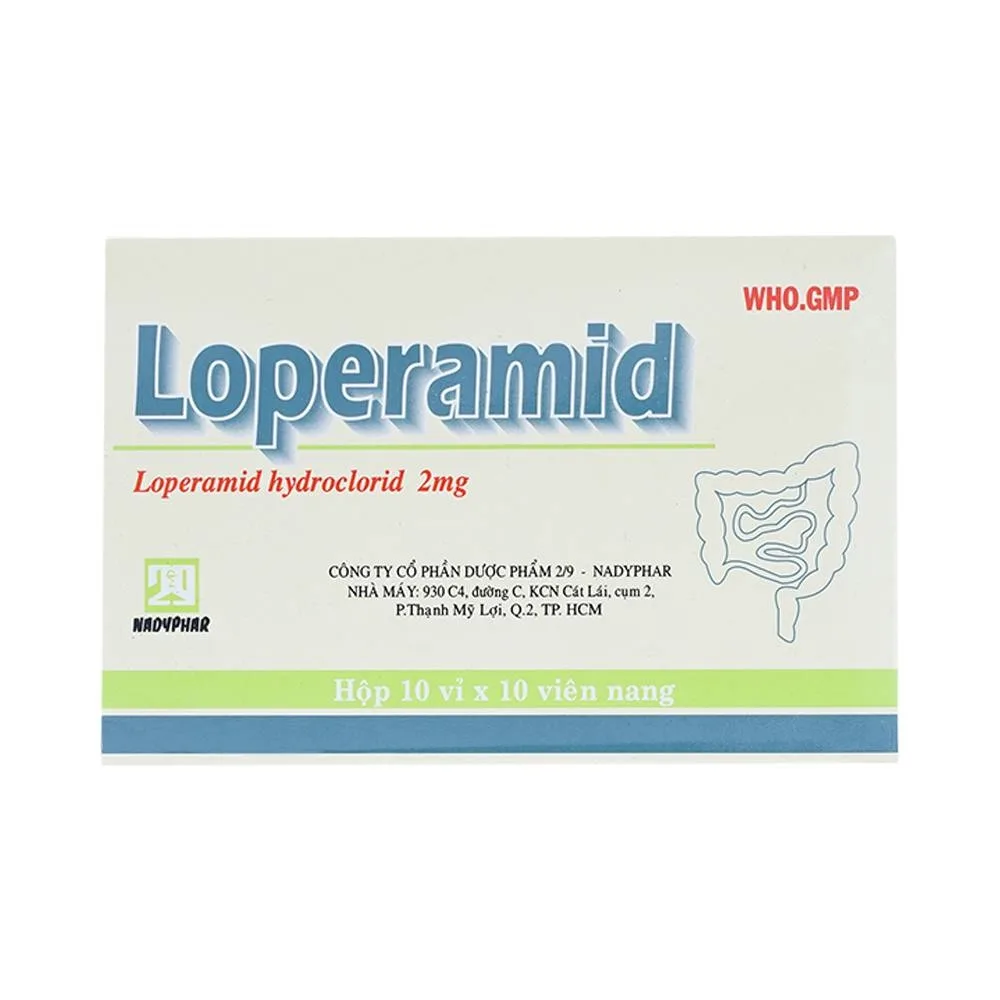 Hình ảnh Viên nang cứng Loperamid 2mg Nadyphar điều trị triệu chứng tiêu chảy cấp tính và mạn tính (10 vỉ x 10 viên)