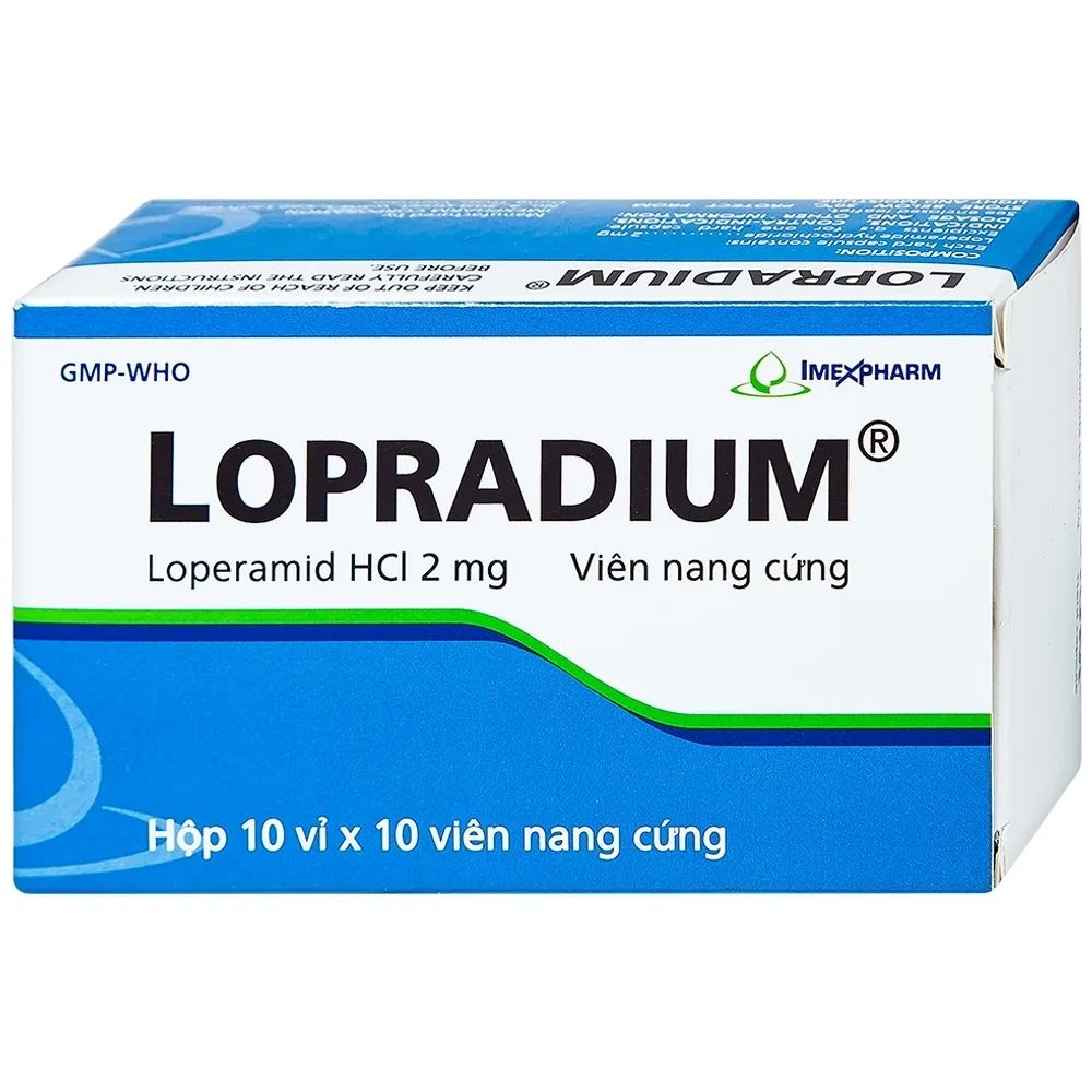 Hình ảnh Viên nang cứng Lopradium 2mg Imexpharm điều trị tiêu chảy cấp, bù nước và chất điện giải (10 vỉ x 10 viên)