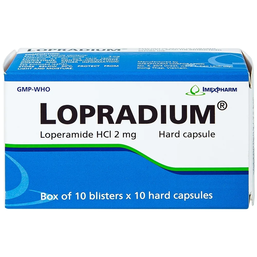 Hình ảnh Viên nang cứng Lopradium 2mg Imexpharm điều trị tiêu chảy cấp, bù nước và chất điện giải (10 vỉ x 10 viên) 