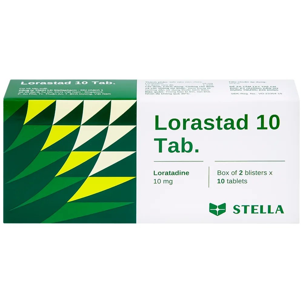 Hình ảnh Viên nén Lorastad 10 Tab Stella giảm viêm mũi và mày đay mạn tính (2 vỉ x 10 viên)