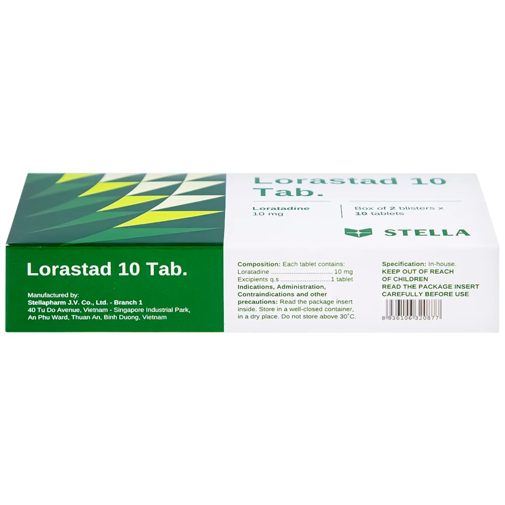 Hình ảnh Viên nén Lorastad 10 Tab Stella giảm viêm mũi và mày đay mạn tính (2 vỉ x 10 viên)