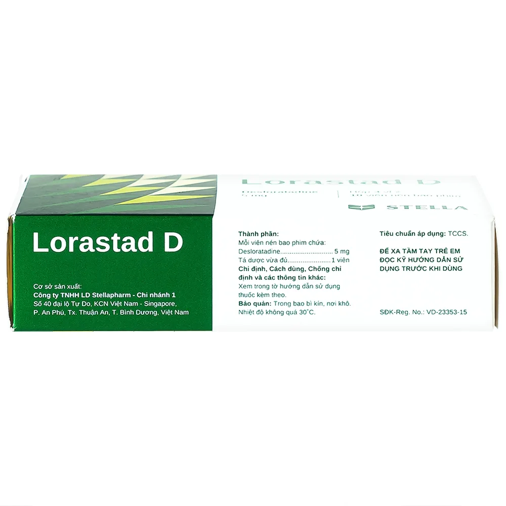 Hình ảnh Viên nén Lorastad D 5mg Stella giảm viêm mũi dị ứng, mày đay (3 vỉ x 10 viên)