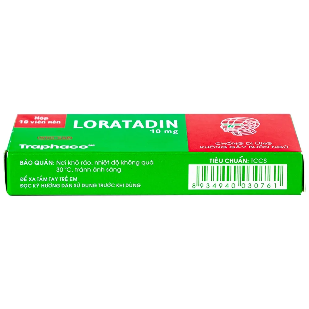 Hình ảnh Viên nén Loratadin 10mg Traphaco giảm viêm mũi dị ứng, viêm kết mạc, ngứa và mày đay (1 vỉ x 10 viên)