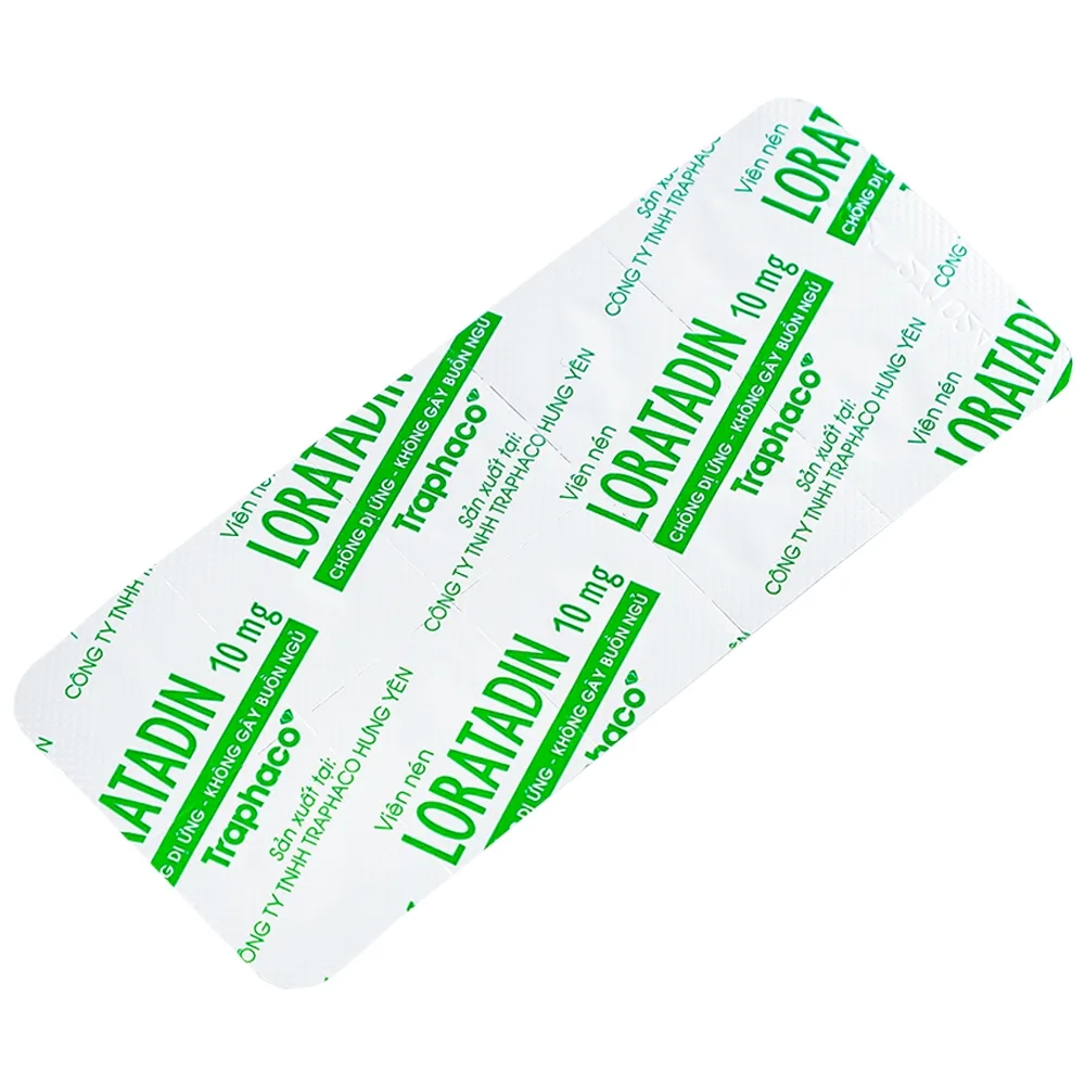 Hình ảnh Viên nén Loratadin 10mg Traphaco giảm viêm mũi dị ứng, viêm kết mạc, ngứa và mày đay (1 vỉ x 10 viên)