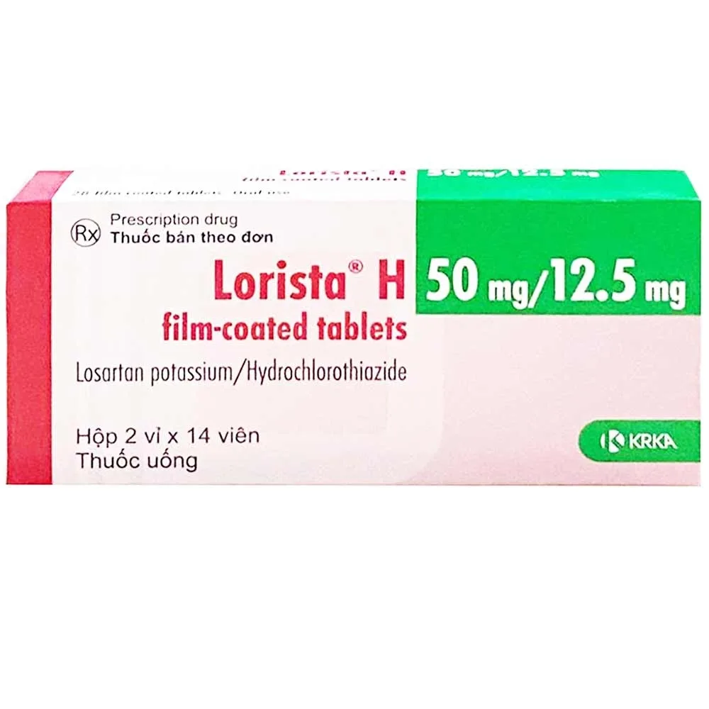 Hình ảnh Viên nén Lorista H 50mg/12.5mg KRKA điều trị huyết áp cao (2 vỉ x 14 viên)