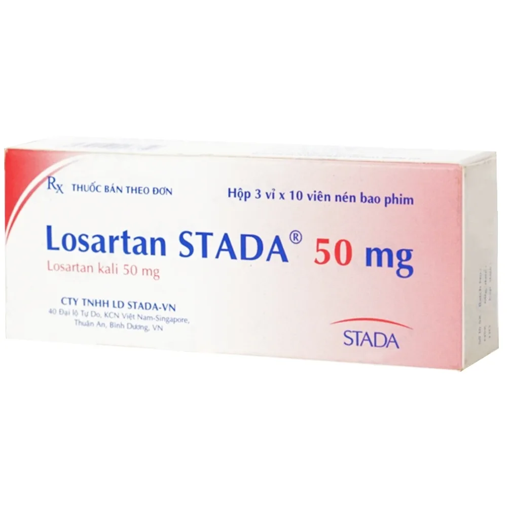Hình ảnh Viên nén Losartan Stada 50mg điều trị tăng huyết áp (3 vỉ x 10 viên)