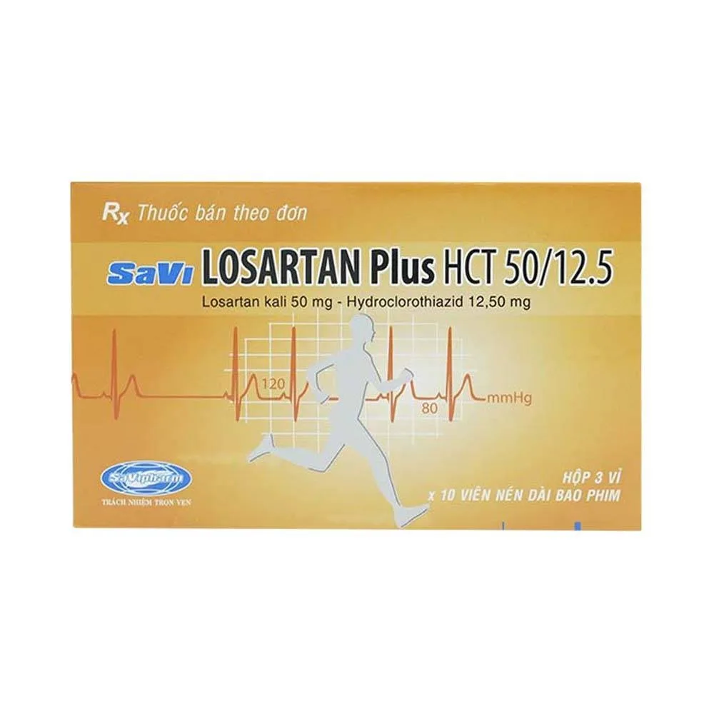 Hình ảnh Thuốc Losartan Plus HCT 50/12.5 Savi Pharm điều trị tăng huyết áp (3 vỉ x 10 viên)