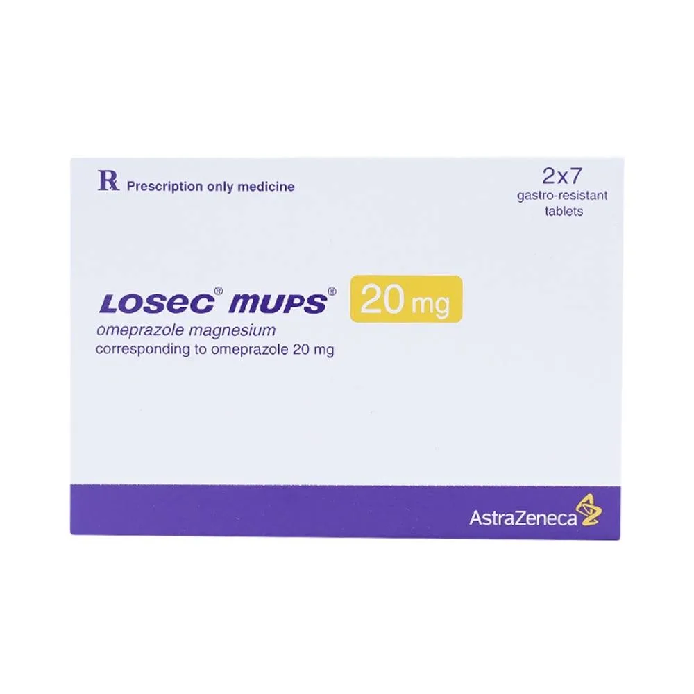 Hình ảnh Viên nén Losec Mups 20mg AstraZeneca điều trị loét tá tràng, dạ dày (2 vỉ x 7 viên)
