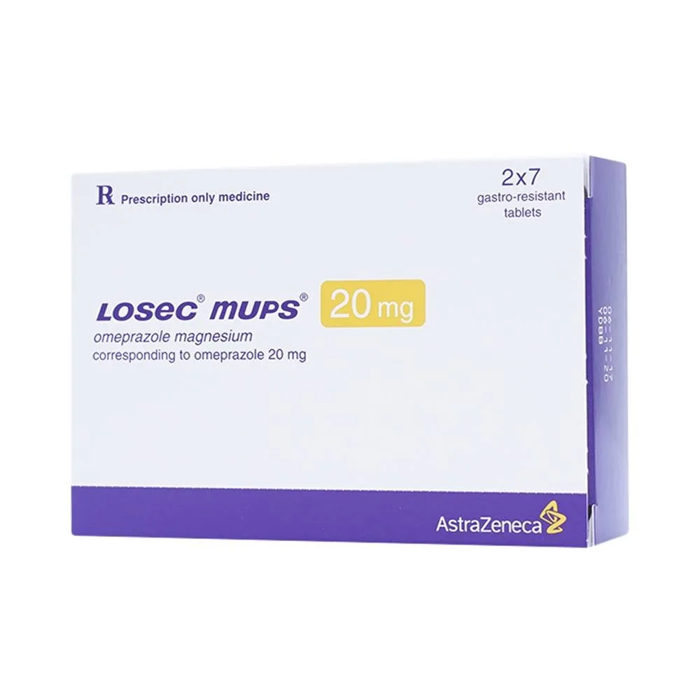Hình ảnh Viên nén Losec Mups 20mg AstraZeneca điều trị loét tá tràng, dạ dày (2 vỉ x 7 viên)