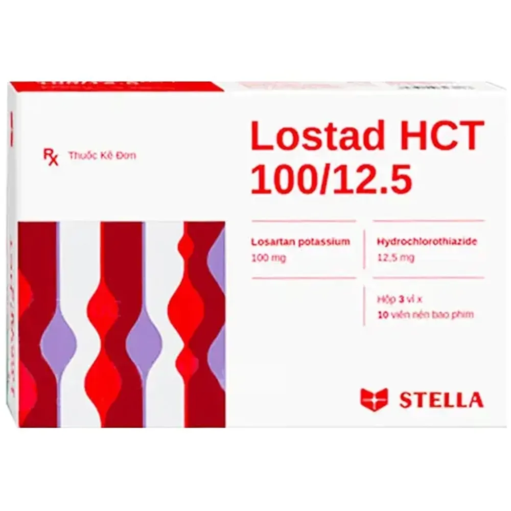 Hình ảnh Thuốc Lostad HCT 100/12.5 Stella điều trị tăng huyết áp (3 vỉ x 10 viên)