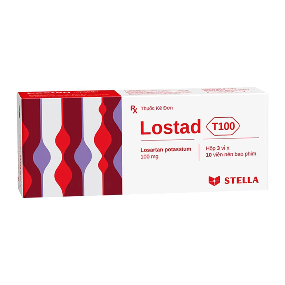 Hình ảnh Thuốc Lostad T100 Stella điều trị tăng huyết áp, giảm nguy cơ tim mạch (3 vỉ x 10 viên)
