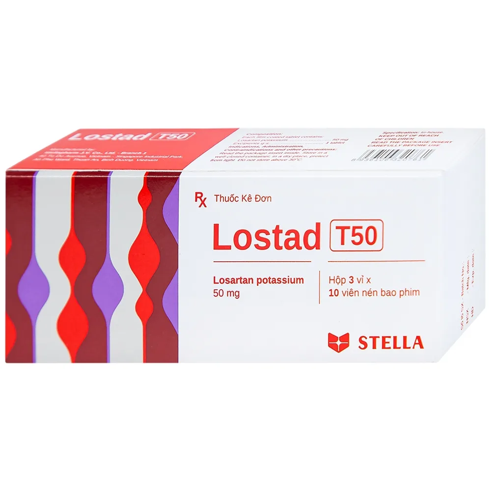 Hình ảnh Thuốc Lostad T50 50mg Stella điều trị tăng huyết áp (3 vỉ x 10 viên)