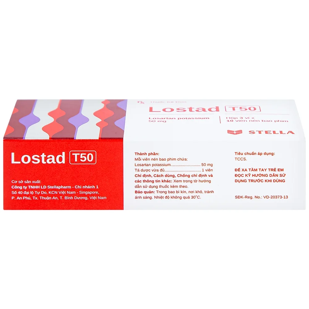 Hình ảnh Thuốc Lostad T50 50mg Stella điều trị tăng huyết áp (3 vỉ x 10 viên)