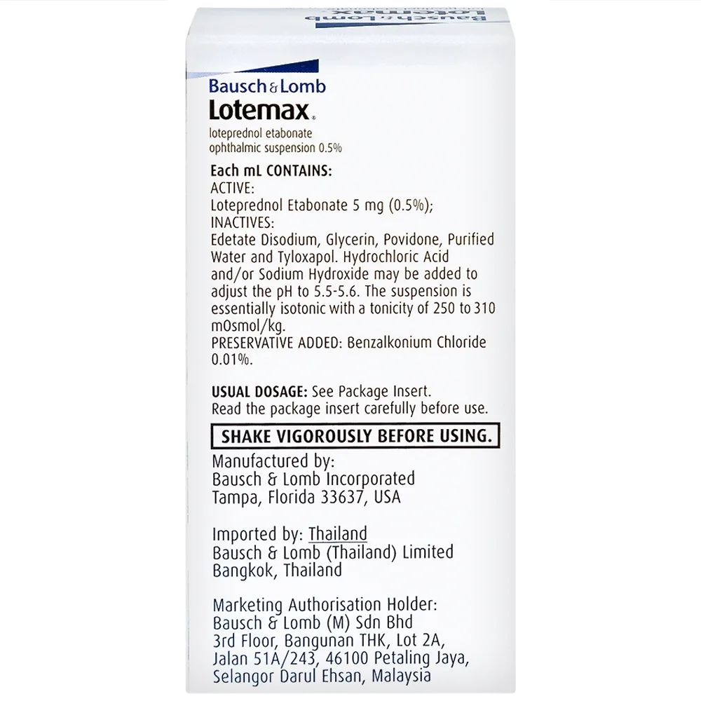 Hình ảnh Thuốc nhỏ mắt Lotemax 0.5% Bausch & Lomb điều trị viêm kết mạc mí mắt, nhãn cầu (5ml)
