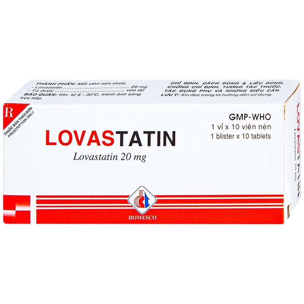 Hình ảnh Thuốc Lovastatin 20mg Domesco phòng ngừa biến cố tim mạch (1 vỉ x 10 viên)