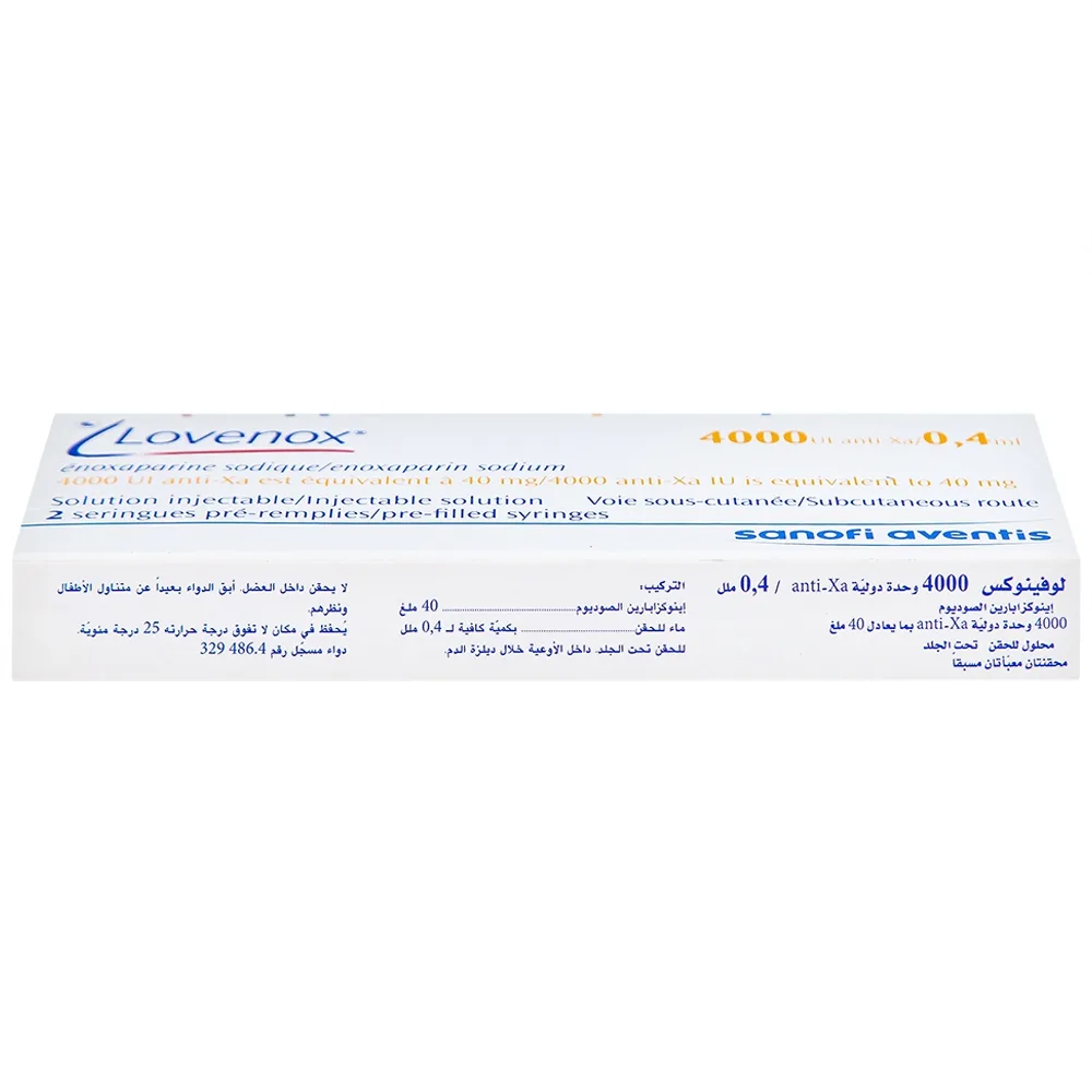 Hình ảnh Dung dịch tiêm Lovenox 4000 anti-Xa IU/0.4 ml điều trị dự phòng bệnh thuyên tắc huyết khối tĩnh mạch (2 ống)