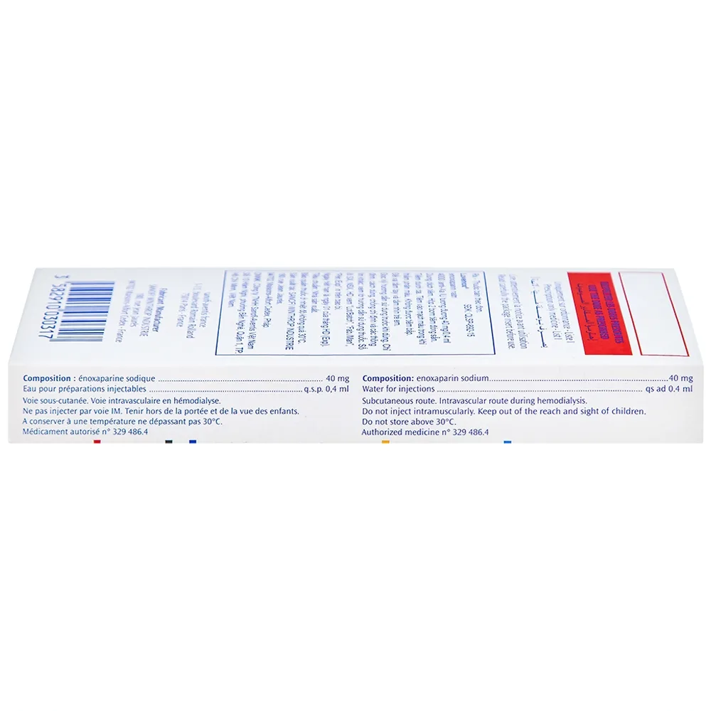 Hình ảnh Dung dịch tiêm Lovenox 4000 anti-Xa IU/0.4 ml điều trị dự phòng bệnh thuyên tắc huyết khối tĩnh mạch (2 ống)