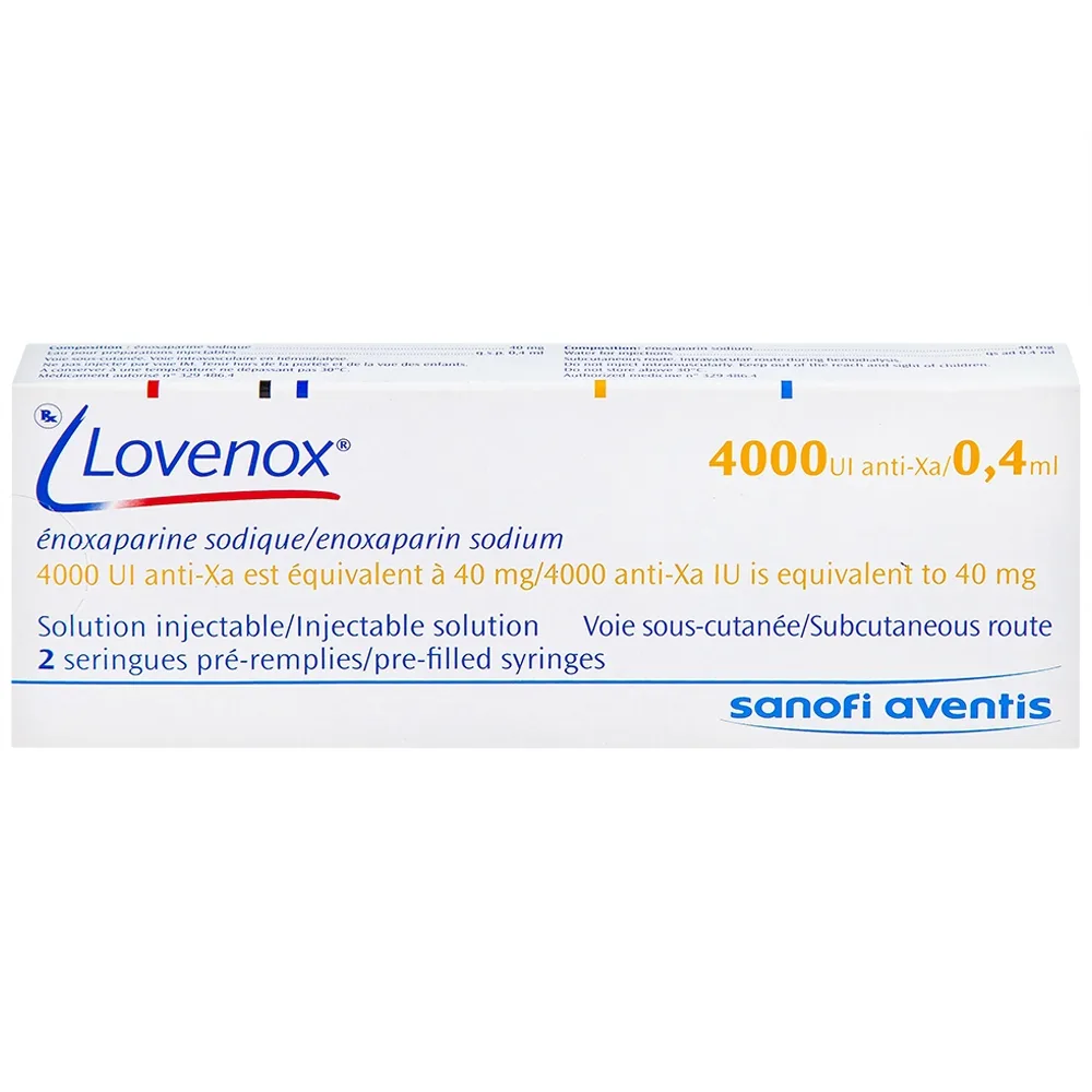 Hình ảnh Dung dịch tiêm Lovenox 4000 anti-Xa IU/0.4 ml điều trị dự phòng bệnh thuyên tắc huyết khối tĩnh mạch (2 ống)