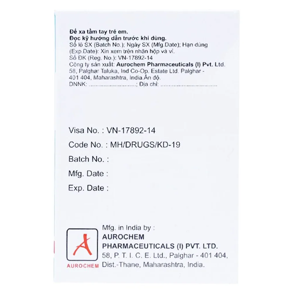 Hình ảnh Viên nén Loxcip 180mg Aurochem Pharma điều trị các chứng viêm mũi dị ứng (10 vỉ x 10 viên)