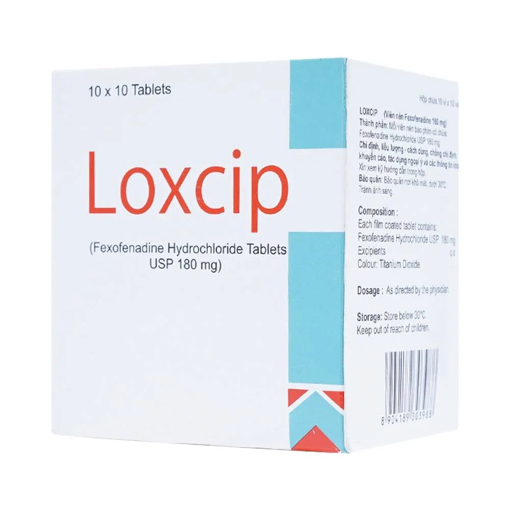 Hình ảnh Viên nén Loxcip 180mg Aurochem Pharma điều trị các chứng viêm mũi dị ứng (10 vỉ x 10 viên)