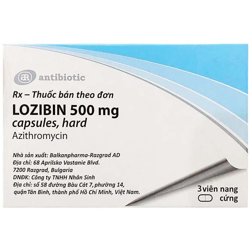 Hình ảnh Thuốc Lozibin 500mg Balkanpharma điều trị viêm nhiễm đường hô hấp dưới, trên (1 vỉ x 3 viên)