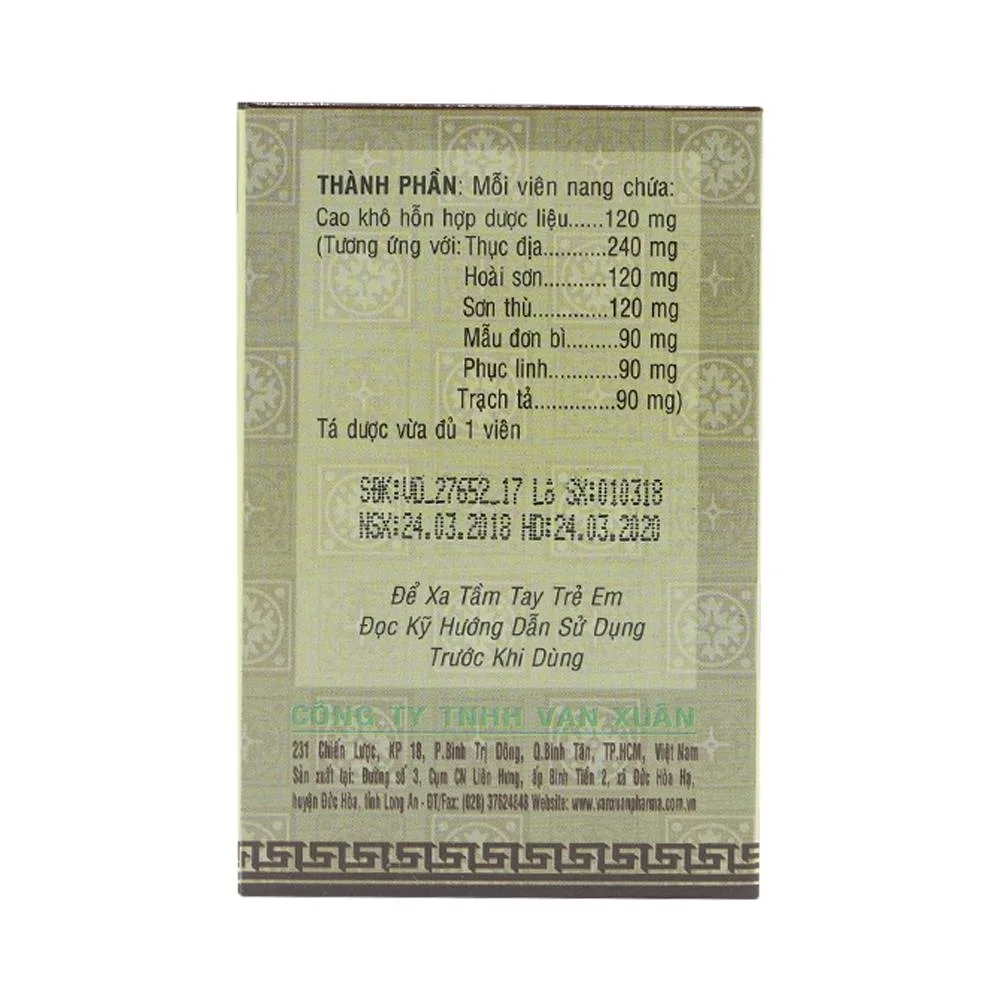 Hình ảnh Thuốc Lục Vị Nang Vạn Xuân thận âm suy tổn, chóng mặt, ù tai (10 vỉ x 10 viên)