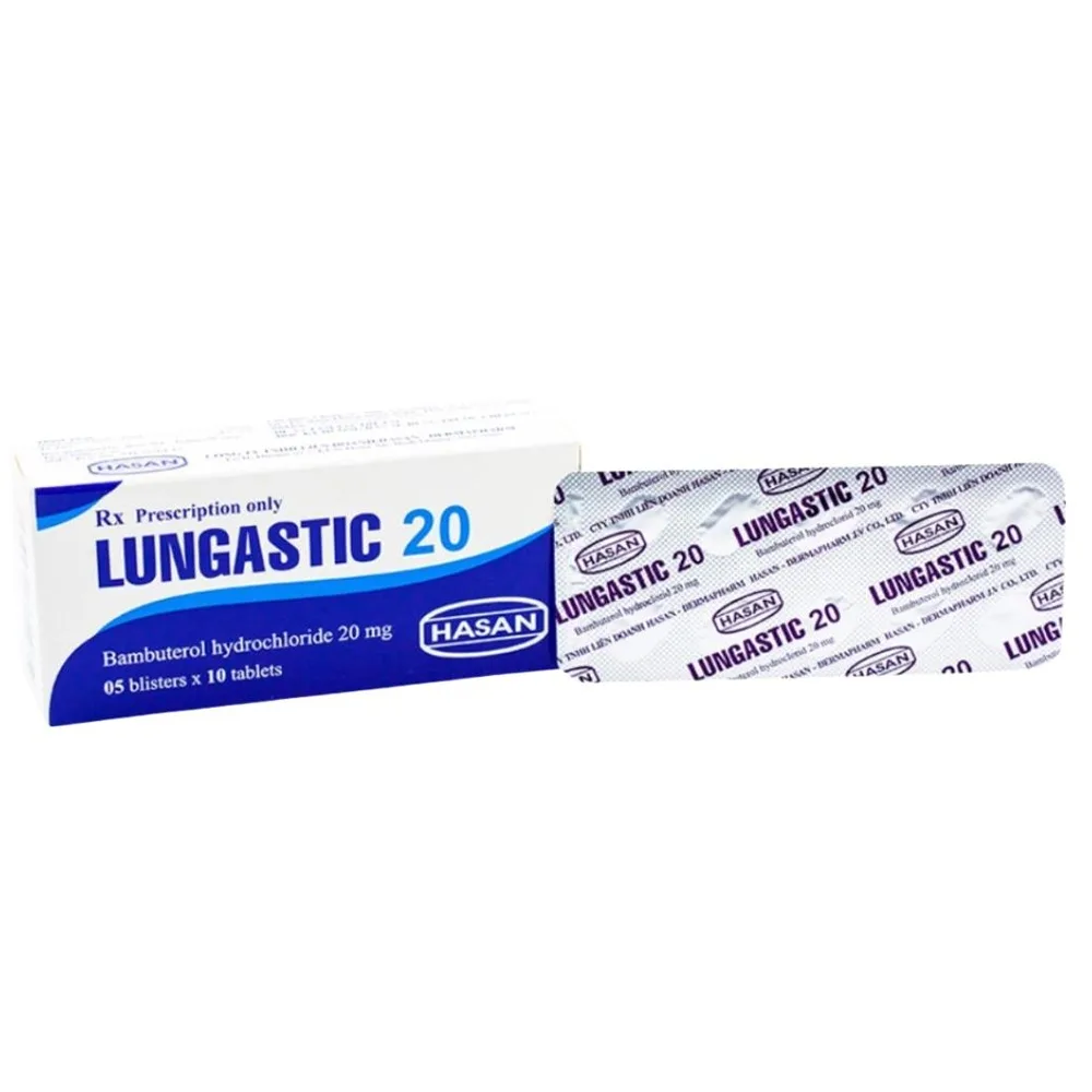 Hình ảnh Thuốc Lungastic 20 Hasan điều trị bệnh hen suyễn, co thắt phế quản (5 vỉ x 10 viên)