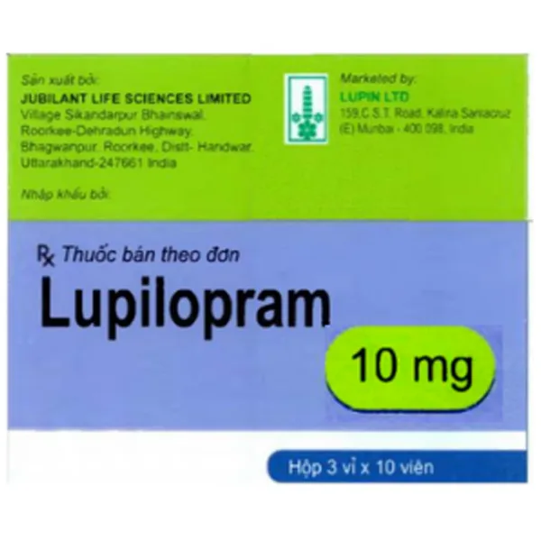 Hình ảnh Thuốc Lupilopram 10mg Jubilant điều trị các chứng trầm cảm trầm trọng, rối loạn hoảng sợ (3 vỉ x 10 viên)