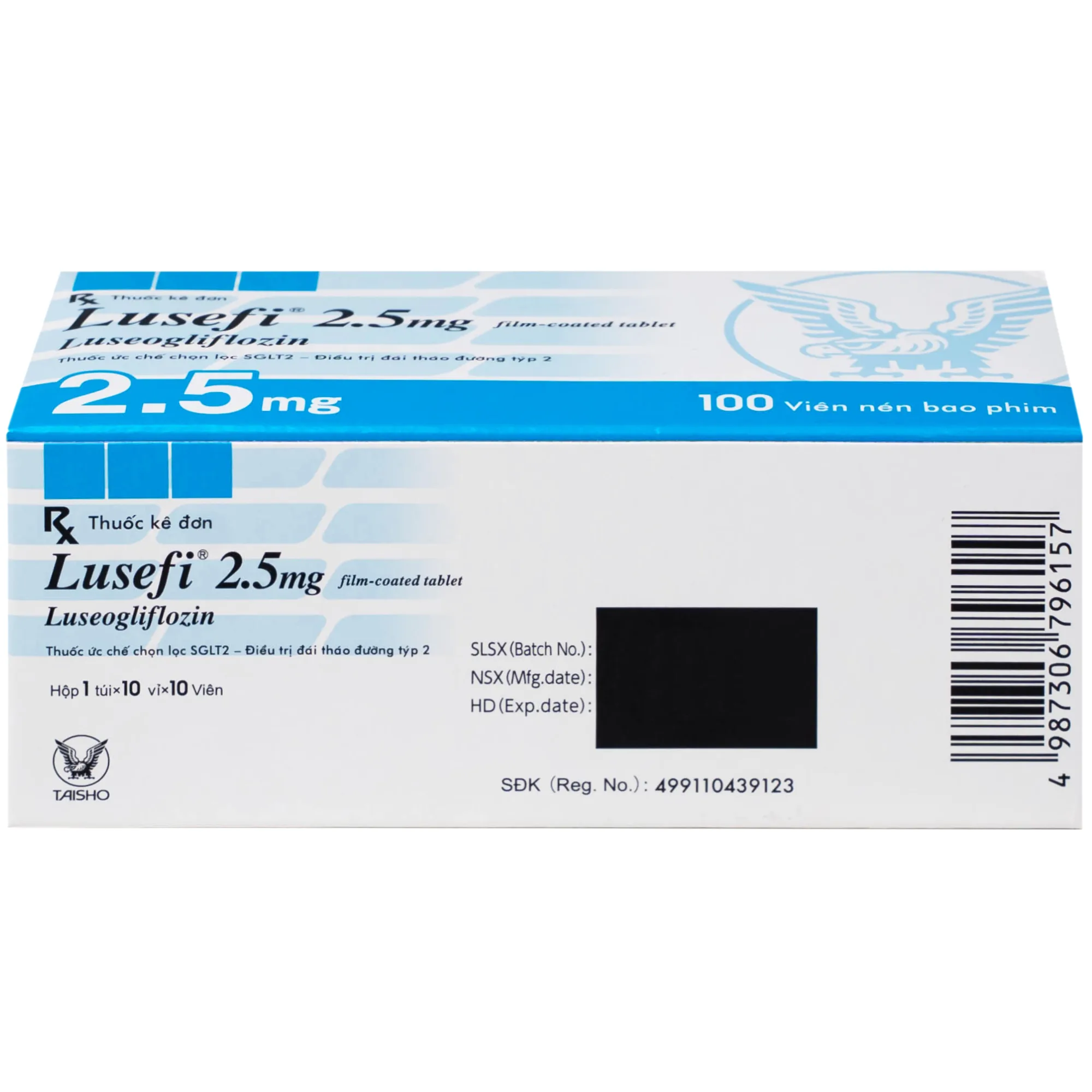 Hình ảnh Thuốc Lusefi 2.5mg Taisho điều trị bệnh đái tháo đường tuýp 2 (10 vỉ x 10 viên)