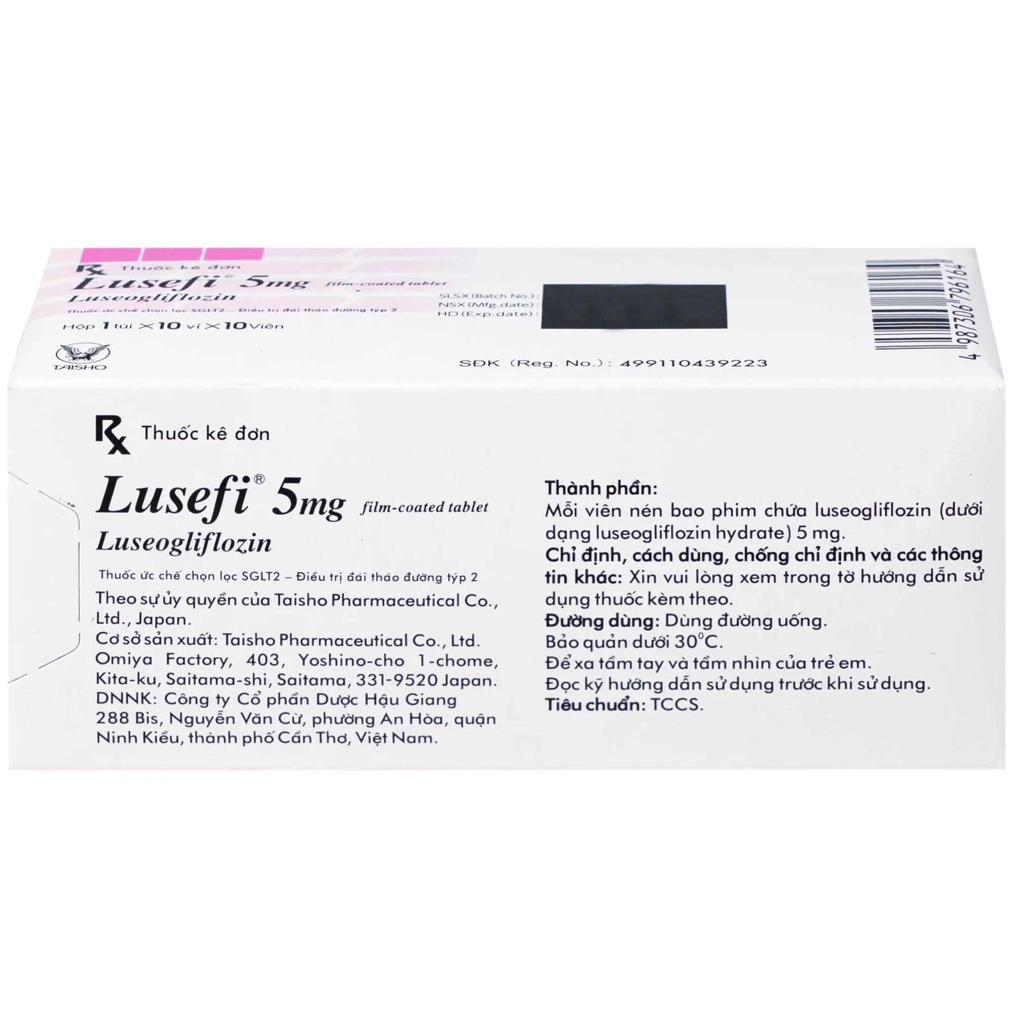 Hình ảnh Thuốc Lusefi 5mg Taisho điều trị bệnh đái tháo đường tuýp 2, cải thiện việc kiểm soát đường huyết (10 vỉ x 10 viên)