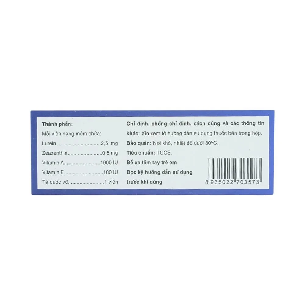 Hình ảnh Thuốc Luxathin-E hỗ trợ điều trị bệnh lý về mắt, khô mắt, nhìn mờ, cải thiện thị lực (3 vỉ x 10 viên)