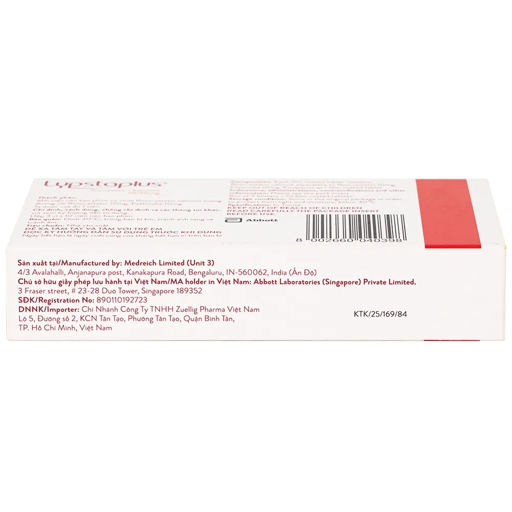 Hình ảnh Viên nén Lypstaplus 10/10mg Abbott điều trị tăng cholesterol máu nguyên phát (3 vỉ x 10 viên)