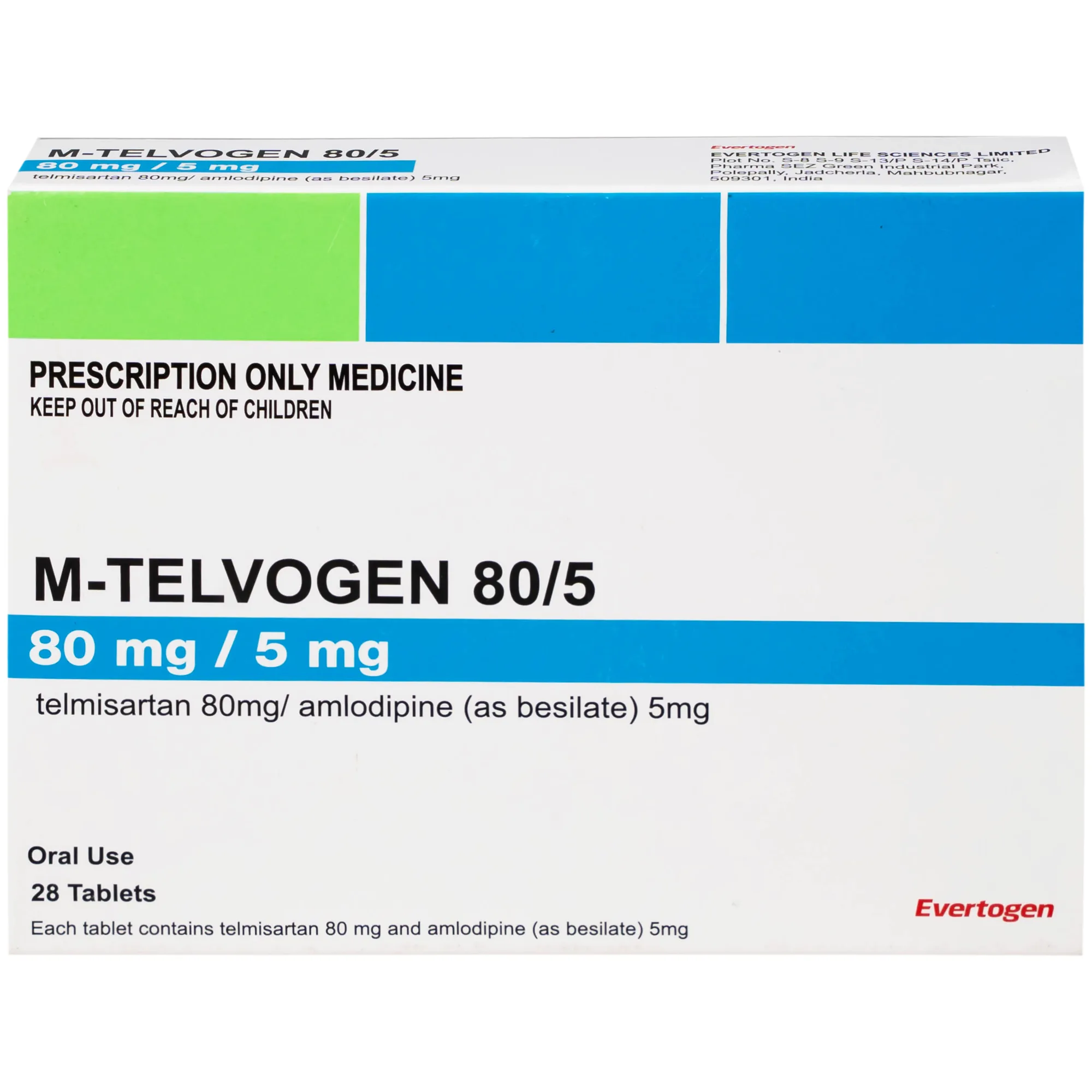 Hình ảnh Thuốc M-Telvogen 80/5mg Evertogen điều trị tăng huyết áp đơn độc hoặc kết hợp với thuốc khác (2 vỉ x 14 viên)